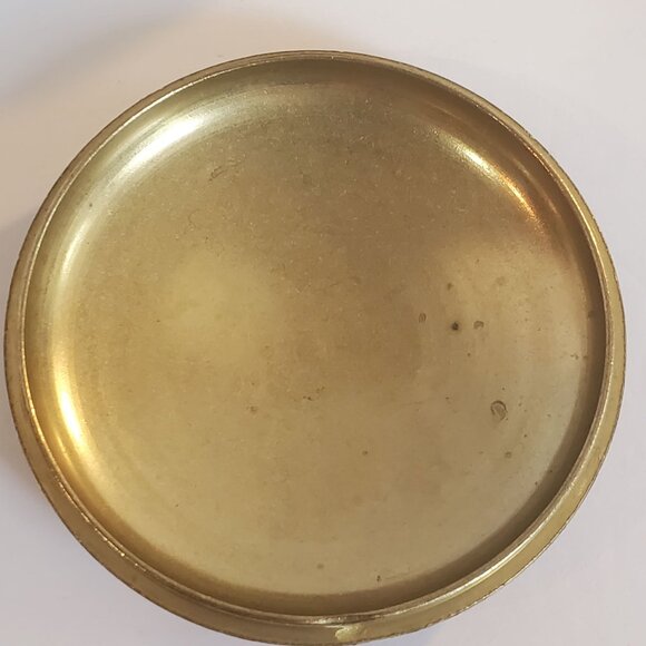 Vintage Enamel Jewelry Trinket Box Round Brass Top Cloisonne Deer Design - Picture 6 of 10